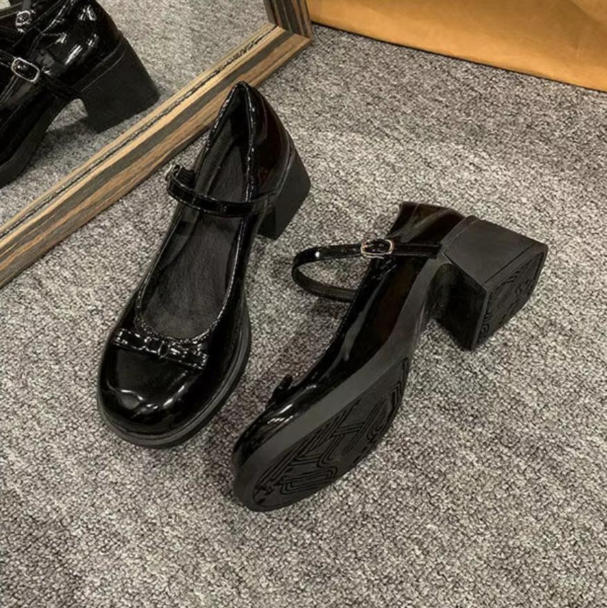 Bow High Heels Small Leather Shoes