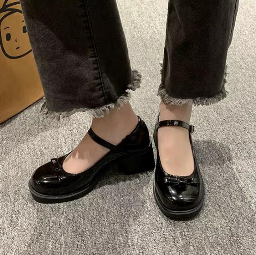 Bow High Heels Small Leather Shoes