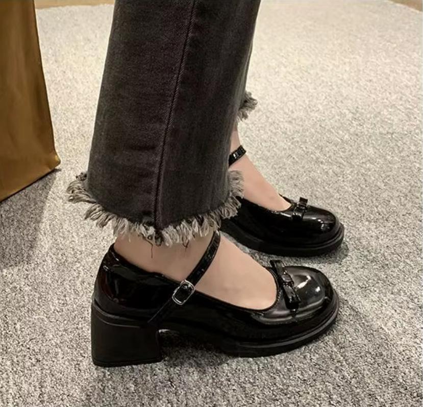 Bow High Heels Small Leather Shoes