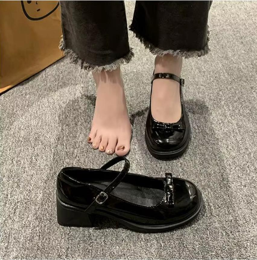 Bow High Heels Small Leather Shoes