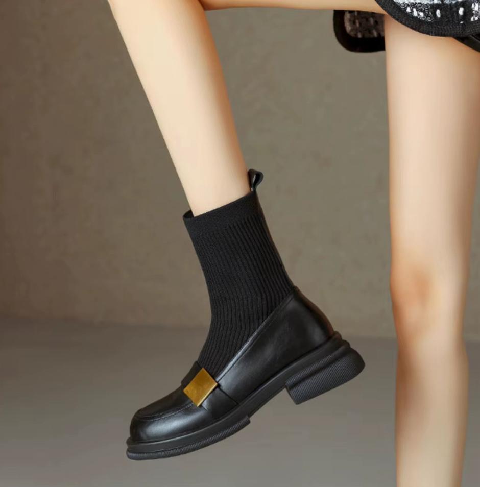 Loafers Short Knitted Elastic Boots Bootie 