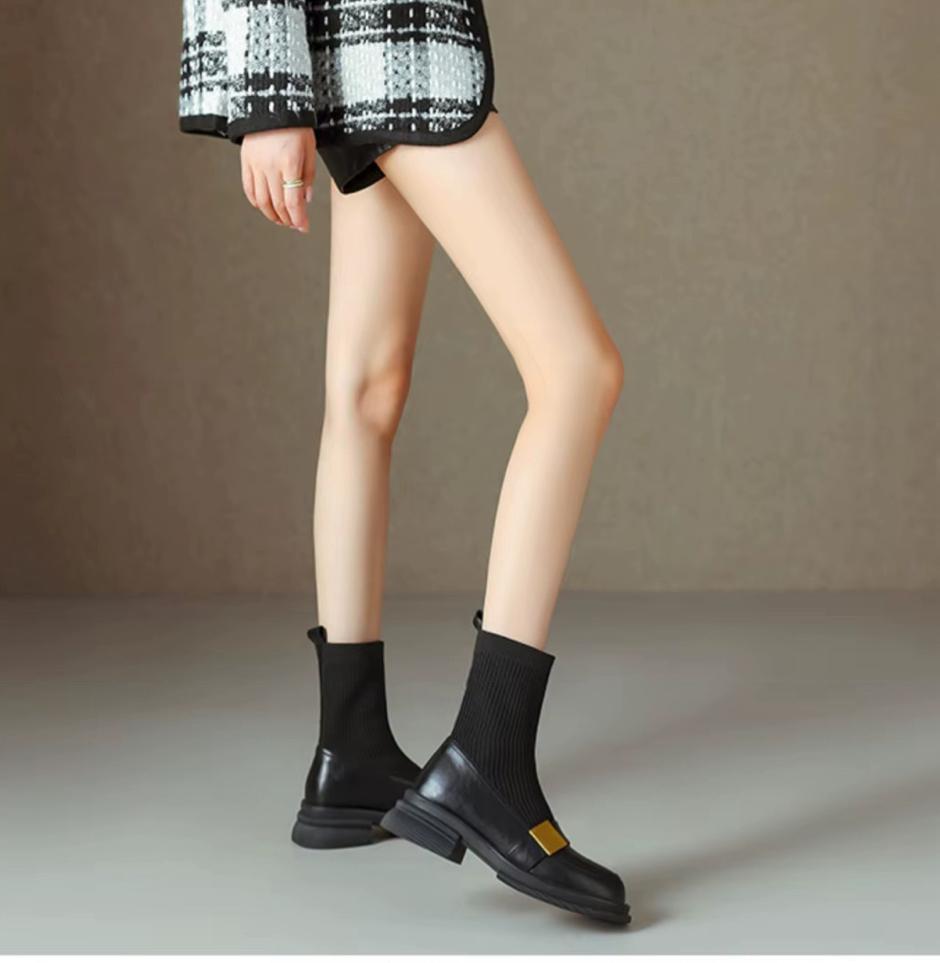 Loafers Short Knitted Elastic Boots Bootie 